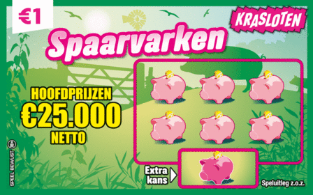 &euro; 1,- Kraslot Spaarvarken