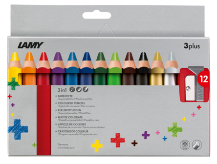 Lamy 3plus kleurpotloden in doos met 12 verschillende kleuren