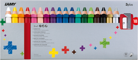 Lamy 3plus kleurpotloden in doos met 18 verschillende kleuren