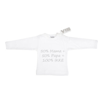 T-Shirt &#039;50%mama+50%papa=100%IKKE&#039; Wit 6M