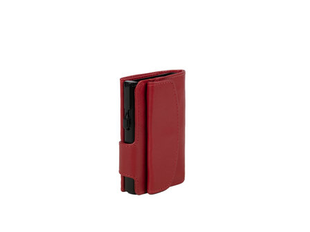 Pasjeshouder Clicksafe nappaleer rood/zwart RFID