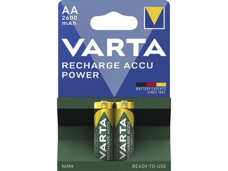 Batterij oplaadbaar Varta AA 2600mAh blister a 2 stuks