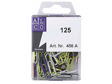 Paperclips Alco 26mm hoekig assorti kleuren doos 125 stuks