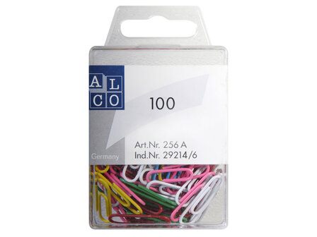 Paperclips Alco 26mm rond doos 100 stuks assorti kleuren