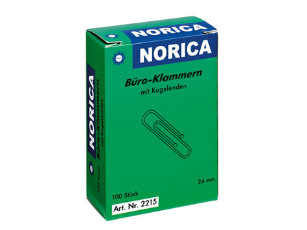 Paperclips Norica 24mm verzinkt met kogeleind doos 100 stuks