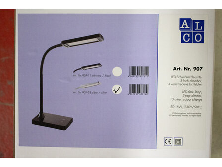 Bureaulamp Alco zilver LED 230V 6W dimbaar
