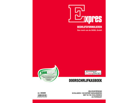 Doorschrijfkasboek Sigel Expres A4 met BTW kolom A4 2x50 blad met spiraal