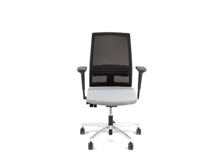 Bureaustoel Linea Omnia 01 zwart/grijs met 3D armleuning en aluminium voet