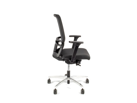Bureaustoel Linea Omnia 01 zwart/zwart met 3D armleuning en aluminium voet