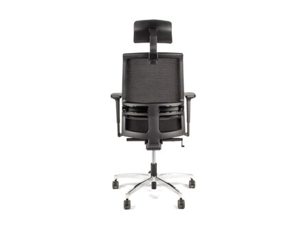 Bureaustoel Linea Omnia 01/PT zwart/zwart met 3D            armleuning, hoofdsteun en aluminium voet