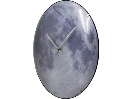 Wandklok NeXtime dia. 35 cm, bol glas, &#039;blauw Moon dome&#039;