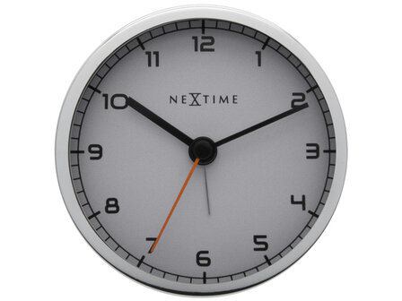 wekker NeXtime 9 x 9 x 7.5 cm, metaal, wit, &#039;Company Alarm&#039;