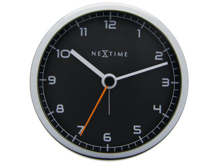 wekker NeXtime 9 x 9 x 7.5 cm, metaal, zwart, &#039;Company Alarm&#039;