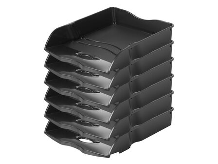 Brievenbak HAN Re-LOOP A4/C4 zwart doos 6 stuks Stapel- en  nestbaar