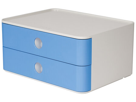 Smart-box Han Allison met 2 lades hemels blauw, stapelbaar