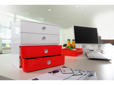 Smart-box Han Allison met 2 lades kersen rood, stapelbaar