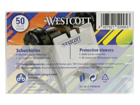 Hoezen Westcott tbv Rolodex AC-E744539 50stuks              10,3x1,6x6,8cm