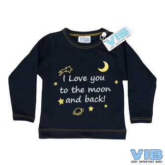 T-Shirt &#039;I Love you to the moon and back!&#039; Navy 6M