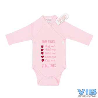 Romper  &#039;BABY RULES: Hug me, Hold me, Feed me, Love me, Kiss me, AT ALL TIMES&#039; Roze