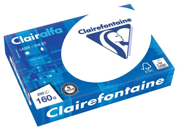 Clairefontaine Presentatie papier 160gr. Wit, A4 pak 250 vel