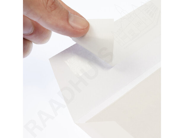 Bordrug envelop Raadhuis 262x371mm EB4 wit met plakstrip krimp 10 stuks