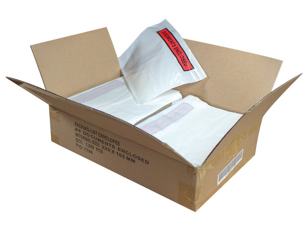 Paklijst envelop binnenmaat 225x165mm A5 50 micron documents enclosed 1000 stuks