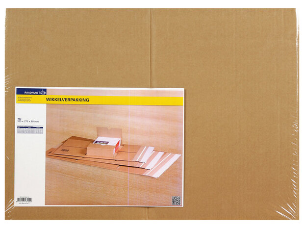 Wikkelverpakking Raadhuis A4+ 335x275x80mm bruin 10 stuks