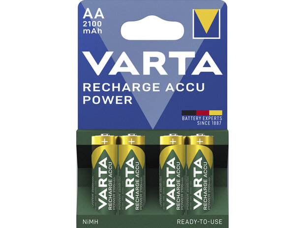 Batterij oplaadbaar Varta AA 2100mAh blister a 4 stuks