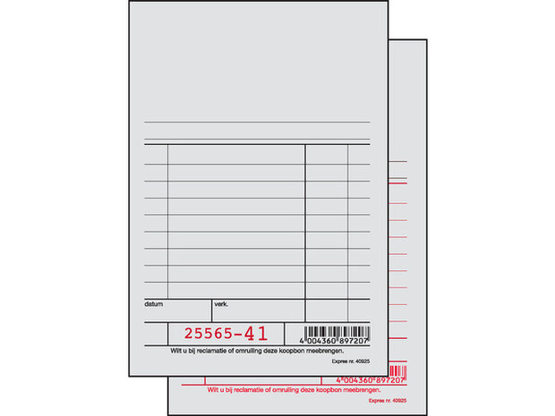 Kassablok Sigel Expres met carbon 150x110mm 2x50 blad grijs