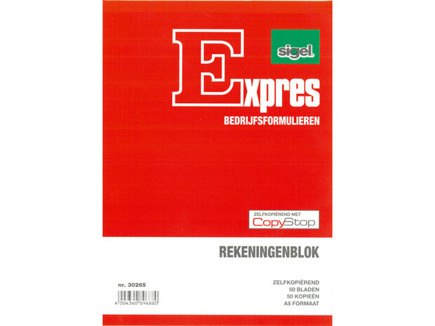 Rekeningblok Sigel Expres zelfkopierend A5 2x50 blad