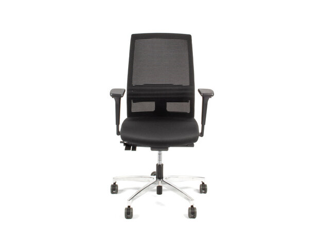 Bureaustoel Linea Omnia 01 zwart/zwart met 3D armleuning en aluminium voet