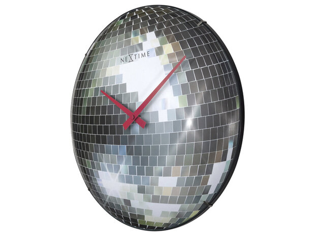 Stille wandklok - 35cm - Discobal - Koepelvormig glas - NeXtime "Disco Ball"