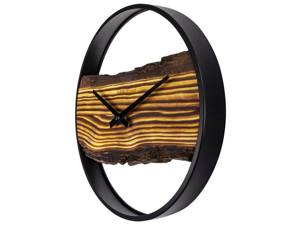 Wandklok Nextime 30cm Forest hout/metaal stil uurwerk