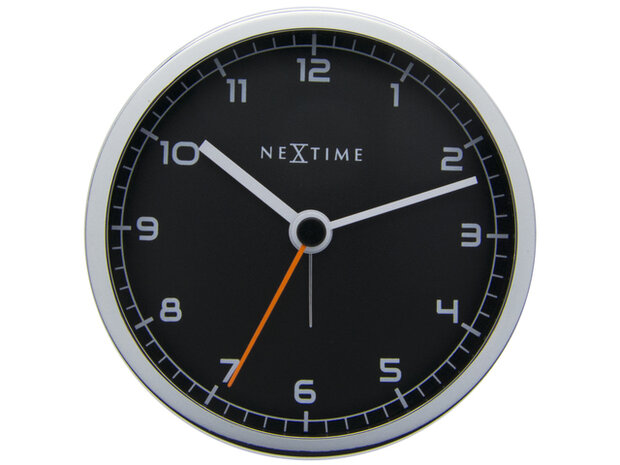 wekker NeXtime 9 x 9 x 7.5 cm, metaal, zwart, 'Company Alarm'