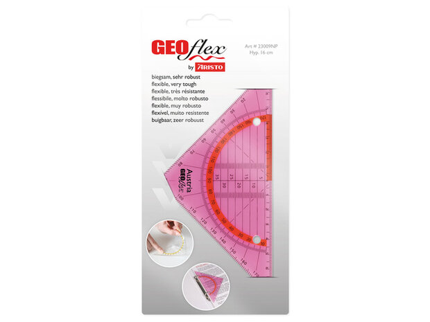 Geodriehoek Aristo GEOflex 14cm flexibel Neon roze