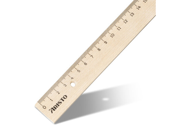 Liniaal Aristo 17cm hout met metaalinleg