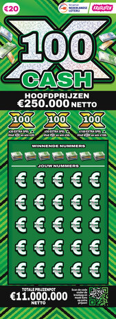 € 20 ,- Kraslot 100x Cash