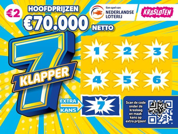 € 2,- Kraslot 7 Klapper