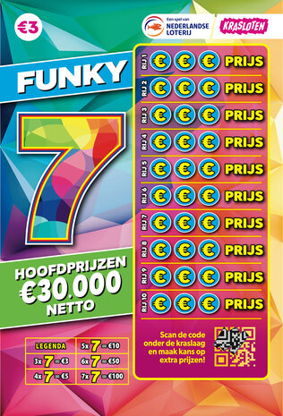 € 3,- Kraslot Funky 7