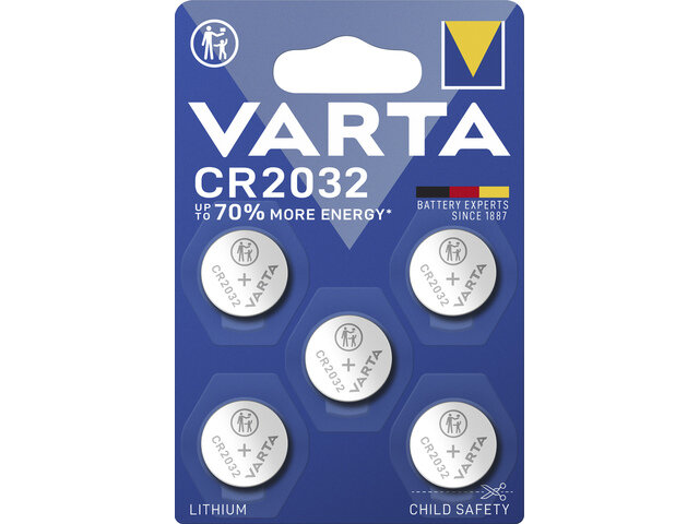 Knoopcel Varta lithium CR2032 blister a 5 stuks