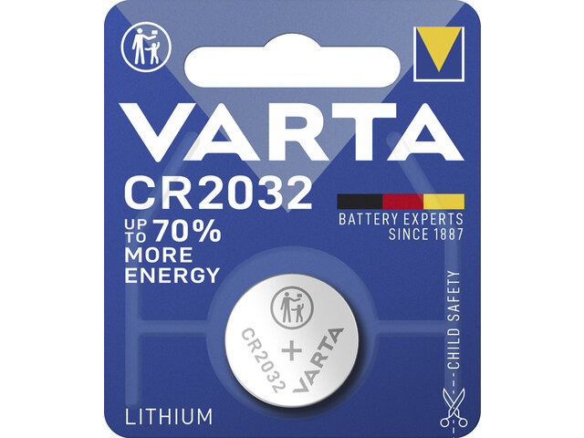 Knoopcel Varta lithium CR2032 blister a 1 stuks